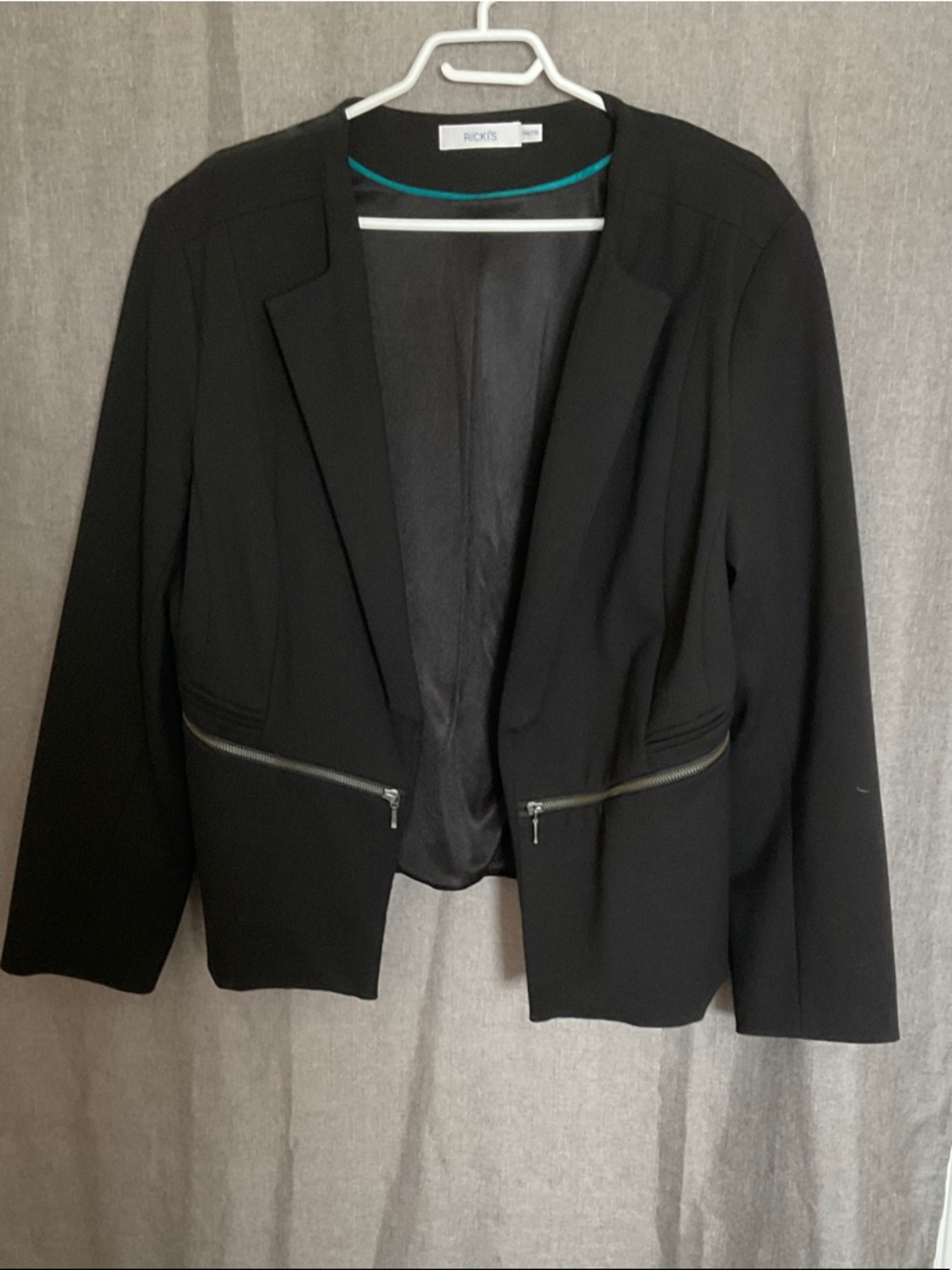 Ricki's Black Open Blazer with Silver Zippers